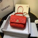 Chanel flap bag Grained Calfskin & Gold-Tone Metal AS1155 red HV06830DO87