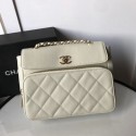 Chanel flap bag Grained Calfskin & Gold-Tone Metal AS1199 white HV09928CD62