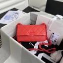 Chanel flap bag Grained Calfskin & Lacquered Metal AS2302 red HV01065uT54
