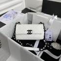 Chanel flap bag Grained Calfskin & Lacquered Metal AS2302 white HV01399fw56