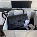Chanel flap bag Grained Calfskin & Lacquered Metal AS2303 black HV10313zS17