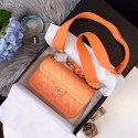 Chanel flap bag Grained Calfskin Resin & Gold-Tone Metal AS0061 orange HV09004Zr53