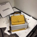 Chanel flap bag leather & Gold Metal AS0970 yellow HV10138Oj66