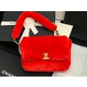 Chanel flap bag Shearling Lambskin & Gold-Tone Metal AS2240 red HV04686bW68