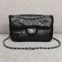Chanel Flap Bag Shearling Lambskin & silver-Tone Metal 3378 black HV07130zd34