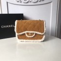 Chanel Flap Bag Shearling Lambskin & silver-Tone Metal 3458 Beige HV00074sf78
