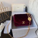 Chanel flap bag velvet & Gold-Tone Metal AS2222 Burgundy HV03834KX86