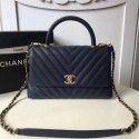 Chanel Flap Bag with Top Handle A92991 Navy Blue HV11639Sy67