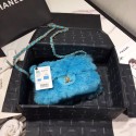 Chanel flap bag Wool sheepskin &Gold-Tone Metal AS1199 skyblue HV01238MO84