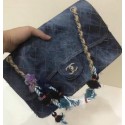 Chanel Flap Denim shoulder bag 57598 Navy Blue HV06791ff76