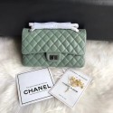 Chanel Flap Original Cowhide Leather 30225 green Silver chain HV07026dw37
