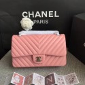 Chanel Flap Original Lambskin Leather Shoulder Bag 1112V Cherry Pink silver chain HV04261dX32