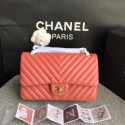 Chanel Flap Original Lambskin Leather Shoulder Bag 1112V watermelon red gold chain HV01019lu18