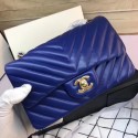 Chanel Flap Original Lambskin Leather Shoulder Bag CF 1116V blue gold chain HV08312Mc61
