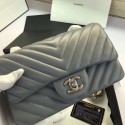 Chanel Flap Original Lambskin Leather Shoulder Bag CF 1116V gray silver chain HV07705Eb92