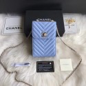 Chanel Flap Original Mobile phone bag 55698 blue HV05762Bw85