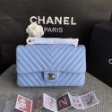 Chanel Flap Original sheepskin Shoulder Bag 1112V Light blue silver chain HV02263CD62