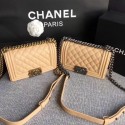 Chanel Flap Shoulder Bag Original Caviar leather LE BOY 67085 apricot HV04067AM45