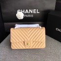 Chanel Flap Shoulder Bag Original sheepskin Leather CF 1112V apricot gold chain HV06491yj81