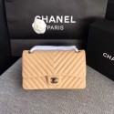 Chanel Flap Shoulder Bag Original sheepskin Leather CF 1112V apricot silver chain HV06853Oj66
