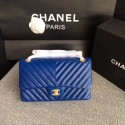 Chanel Flap Shoulder Bag Original sheepskin Leather CF 1112V blue gold chain HV00441aM39