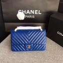 Chanel Flap Shoulder Bag Original sheepskin Leather CF 1112V Blue silver chain HV10643Is79