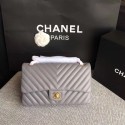 Chanel Flap Shoulder Bag Original sheepskin Leather CF 1112V gray gold chain HV09980nV16