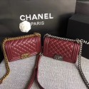 Chanel Flap Shoulder Bag Original Sheepskin Leather LE BOY 67085 Wine HV05598LG44
