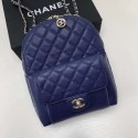 Chanel Grained Calfskin & Gold-Tone Metal backpack AS0004 blue HV01135Eb92