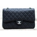 Chanel Jumbo Classic Black Cannage Pattern Flap Bag A58600 Silver HV10782ER88