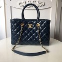 Chanel large shopping bag Aged Calfskin & Gold-Tone Metal A57974 Blue HV04882qB82