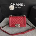 Chanel Le Boy Flap Shoulder Bag Original Calf leather A67085 deep red silver Buckle HV07603Zf62