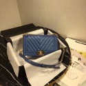 Chanel Le Boy Flap Shoulder Bag Original Leather Blue V67086 Gold HV11209fw56