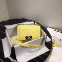 Chanel Le Boy Flap Shoulder Bag Original Leather Yellow V67085 Gold HV02805rf34