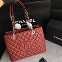 Chanel LE BOY GRAND SHOPPING TOTE BAG GST A50995 wine Silver chain HV09974Kn56