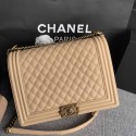 Chanel LE BOY Shoulder Bag Caviar Leather 67087 apricot Gold chain HV07073DI37
