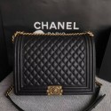 Chanel LE BOY Shoulder Bag Caviar Leather 67087 black Gold chain HV05375OG45