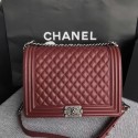 Chanel LE BOY Shoulder Bag Original Caviar Leather 67087 Claret Silver chain HV00290tL32