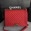 Chanel LE BOY Shoulder Bag Original Caviar Leather 67087 red Gold chain HV03897Ty85