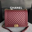 Chanel LE BOY Shoulder Bag Original Sheepskin 67087 Claret Gold chain HV04034fJ40