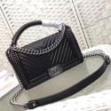 Chanel LE BOY Shoulder Bag Original sheepskin leather 67086-1 black HV00358oK58