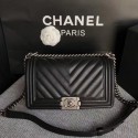 Chanel LE BOY Shoulder Bag Original Sheepskin Leather 67086V black HV08126nE34