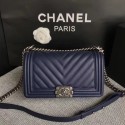 Chanel LE BOY Shoulder Bag Original Sheepskin Leather 67086V blue HV00517Gm74