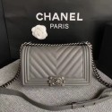 Chanel LE BOY Shoulder Bag Original Sheepskin Leather 67086V grey HV11562Ty85