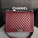 Chanel LE BOY Shoulder Bag Sheepskin Leather 67087 Claret Silver chain HV00256yk28