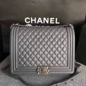 Chanel LE BOY Shoulder Bag Sheepskin Leather 67087 gray Silver chain HV06891UF26