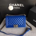 Chanel LE BOY Shoulder Bag Sheepskin Leather A67086 blue Silver chain HV05846Dq89