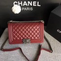 Chanel LE BOY Shoulder Bag Sheepskin Leather A67086 wine Silver chain HV09329hT91