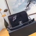 Chanel LE BOY Shoulder Bag velvet 67086B black HV07997Tk78