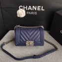 Chanel Leboy Original Calf leather Shoulder Bag B67085 dark blue silver chain HV06606wn15